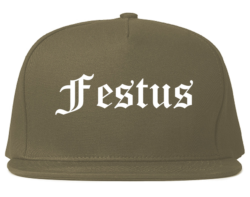 Festus Missouri MO Old English Mens Snapback Hat Grey