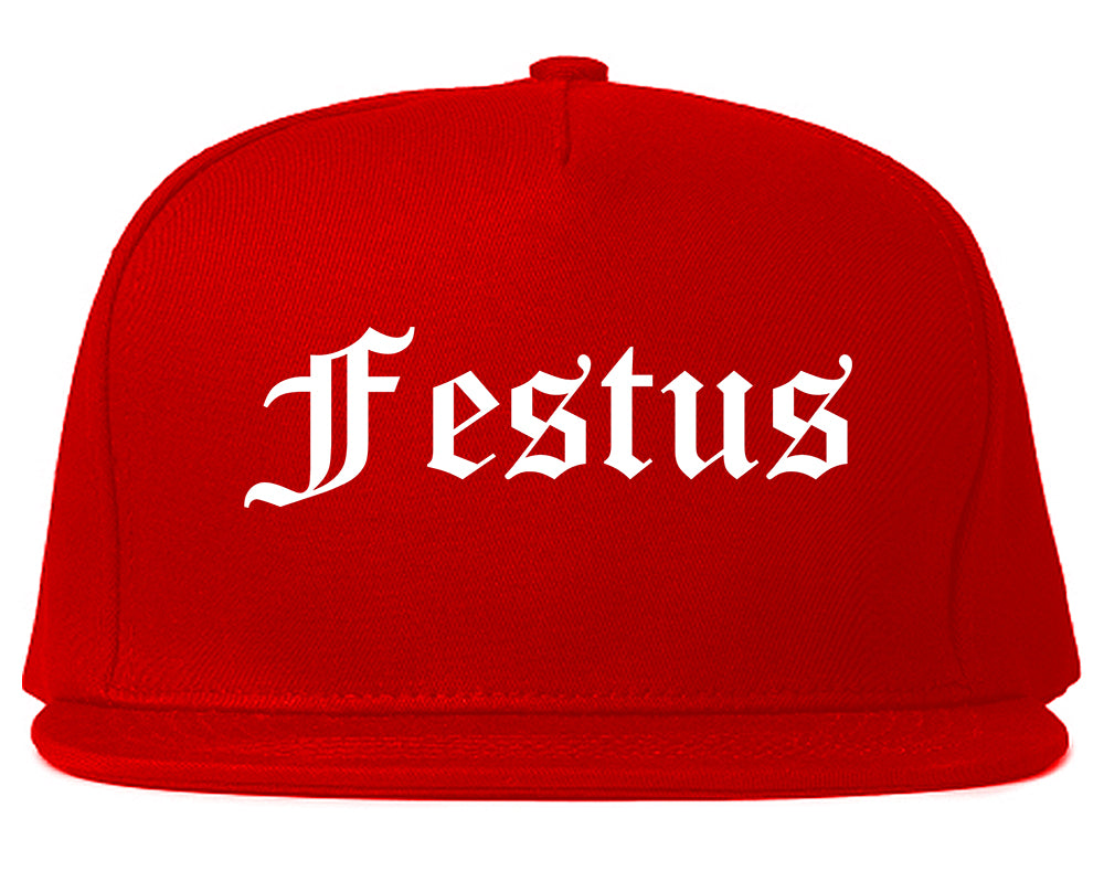 Festus Missouri MO Old English Mens Snapback Hat Red