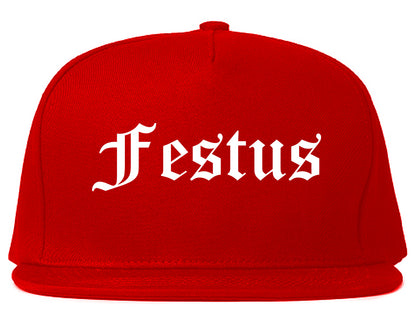 Festus Missouri MO Old English Mens Snapback Hat Red