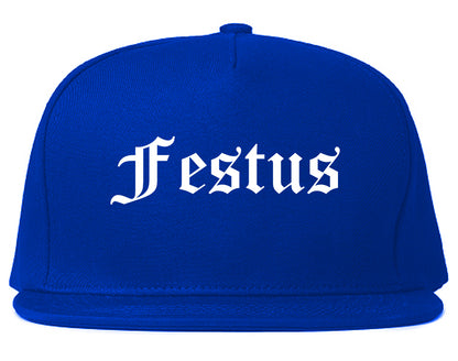 Festus Missouri MO Old English Mens Snapback Hat Royal Blue