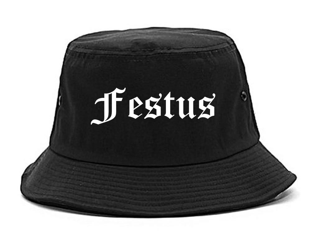 Festus Missouri MO Old English Mens Bucket Hat Black