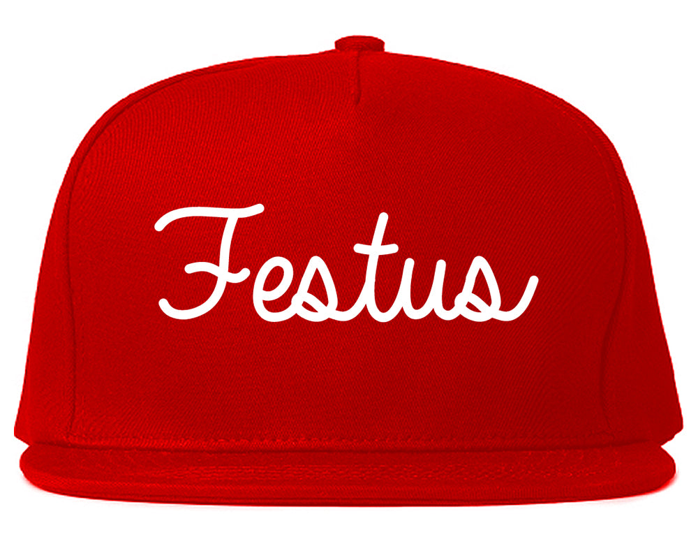 Festus Missouri MO Script Mens Snapback Hat Red