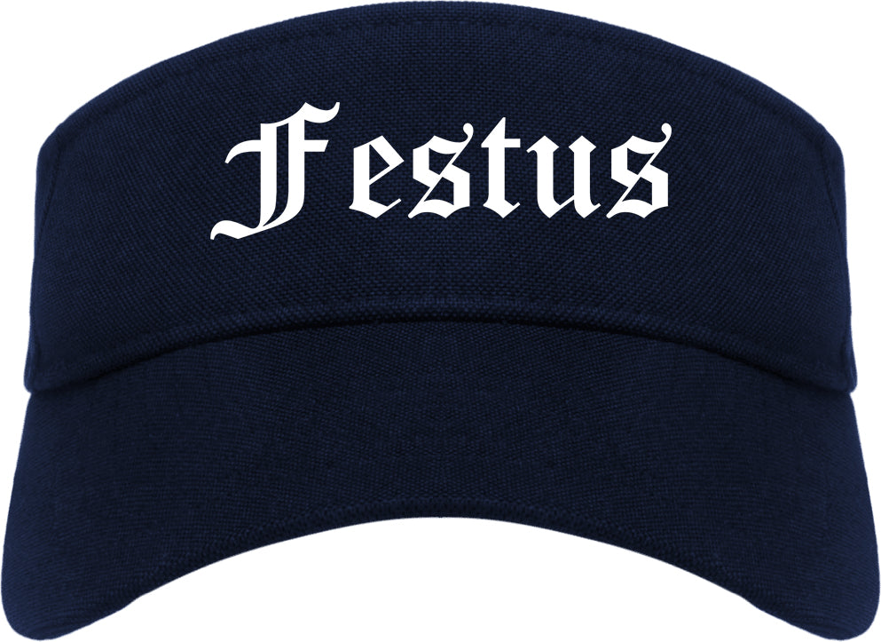Festus Missouri MO Old English Mens Visor Cap Hat Navy Blue