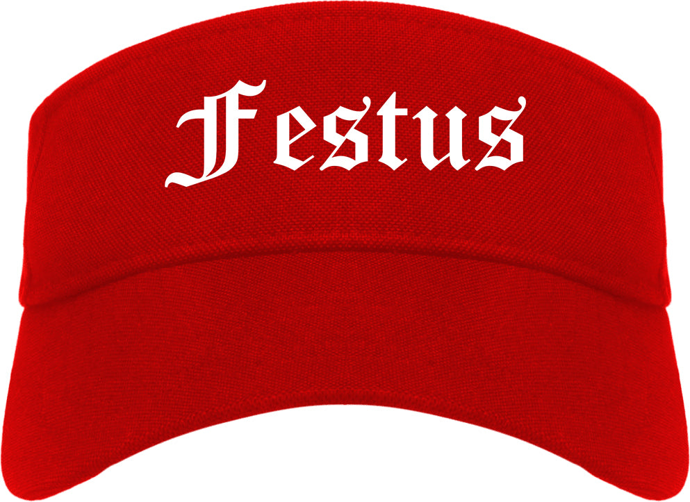 Festus Missouri MO Old English Mens Visor Cap Hat Red