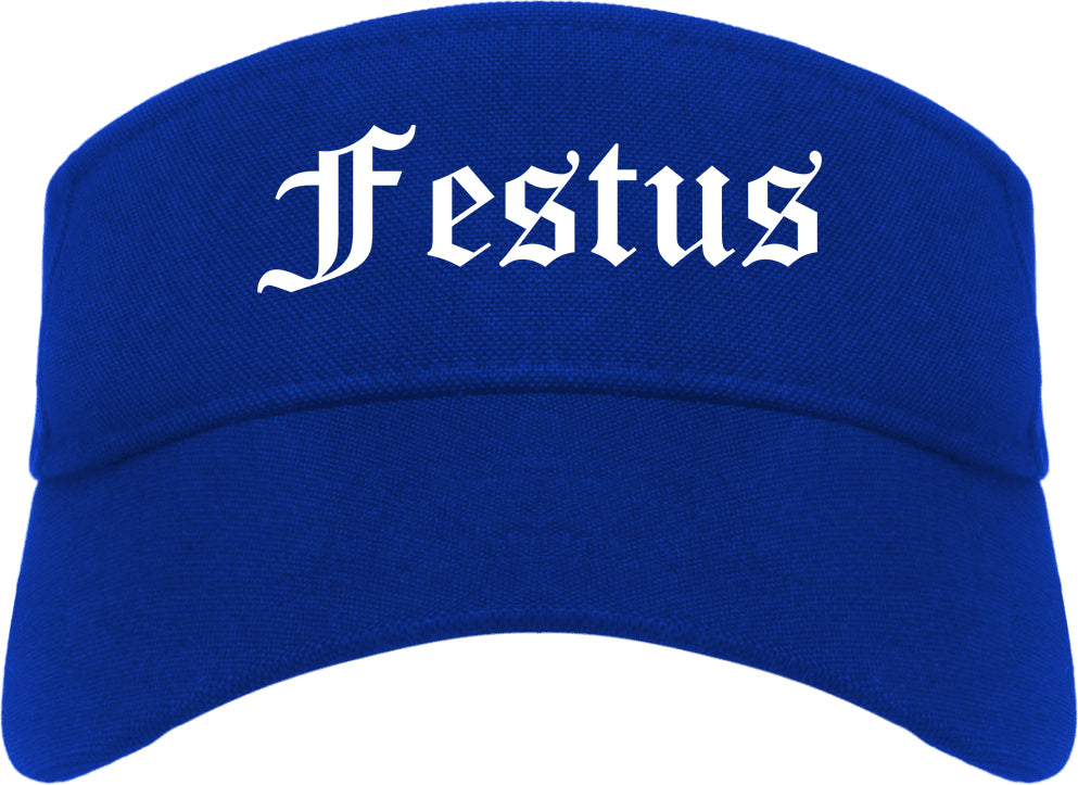 Festus Missouri MO Old English Mens Visor Cap Hat Royal Blue