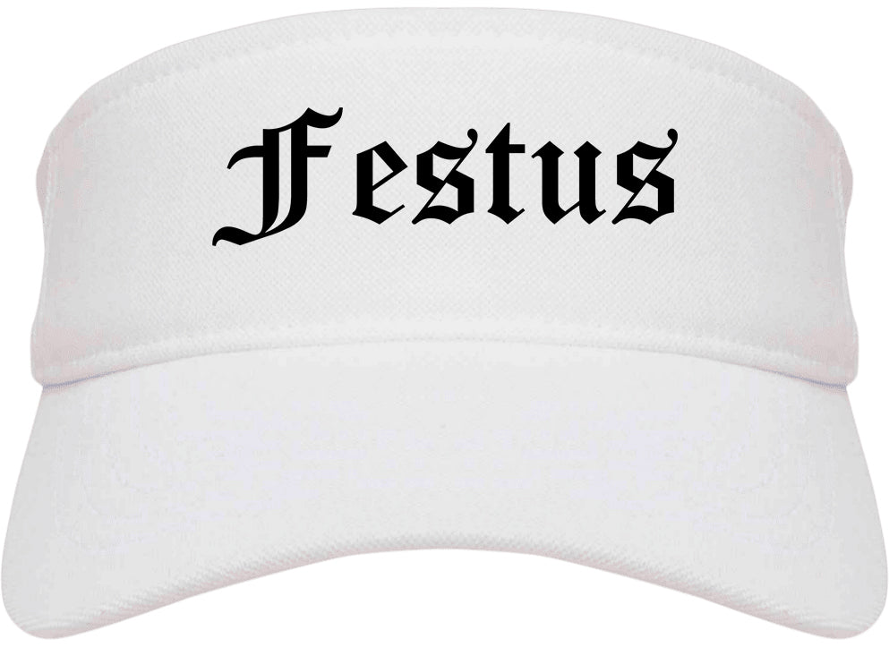 Festus Missouri MO Old English Mens Visor Cap Hat White