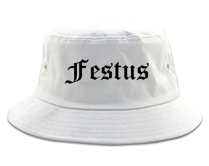 Festus Missouri MO Old English Mens Bucket Hat White