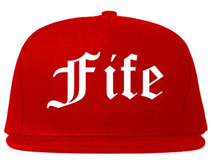 Fife Washington WA Old English Mens Snapback Hat Red