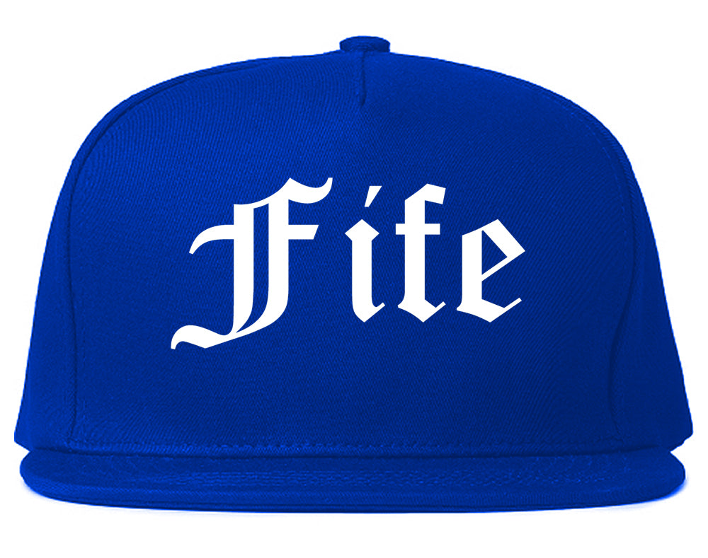 Fife Washington WA Old English Mens Snapback Hat Royal Blue