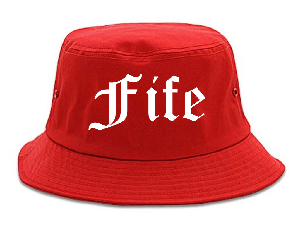 Fife Washington WA Old English Mens Bucket Hat Red
