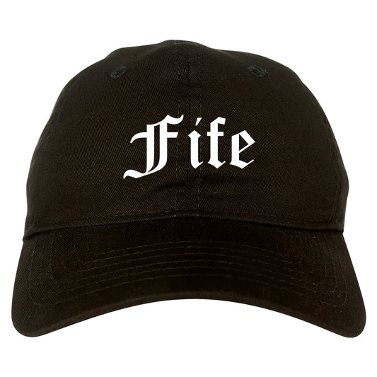 Fife Washington WA Old English Mens Dad Hat Baseball Cap Black