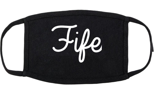 Fife Washington WA Script Cotton Face Mask Black