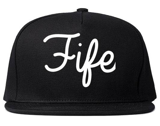 Fife Washington WA Script Mens Snapback Hat Black