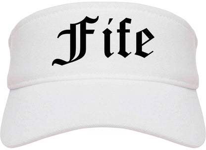 Fife Washington WA Old English Mens Visor Cap Hat White