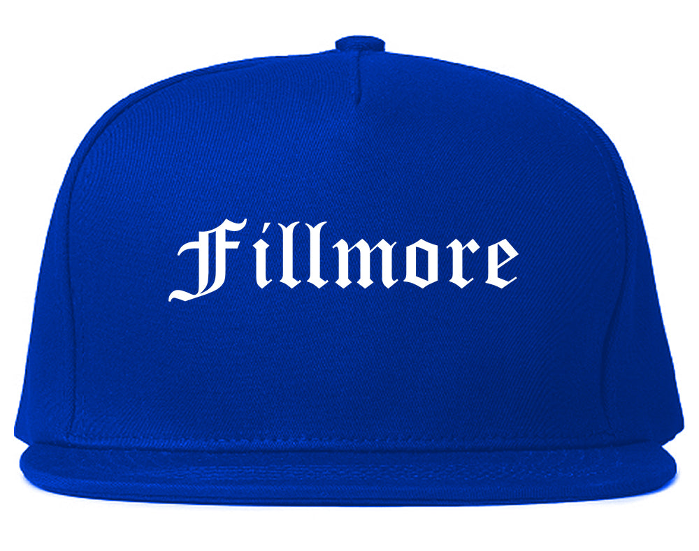 Fillmore California CA Old English Mens Snapback Hat Royal Blue