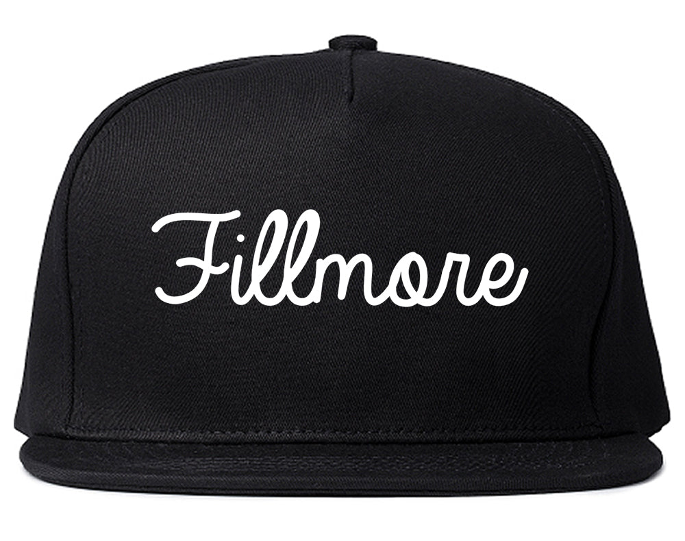 Fillmore California CA Script Mens Snapback Hat Black