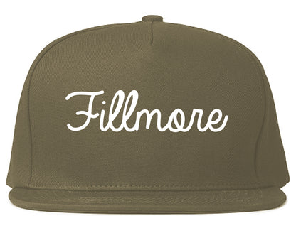Fillmore California CA Script Mens Snapback Hat Grey
