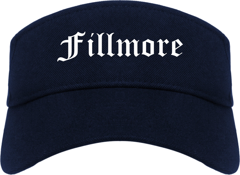 Fillmore California CA Old English Mens Visor Cap Hat Navy Blue