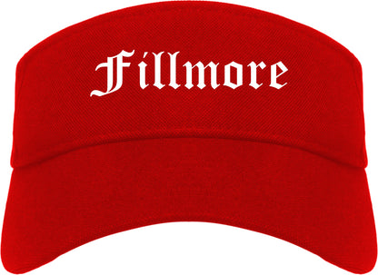 Fillmore California CA Old English Mens Visor Cap Hat Red