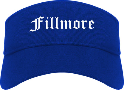 Fillmore California CA Old English Mens Visor Cap Hat Royal Blue
