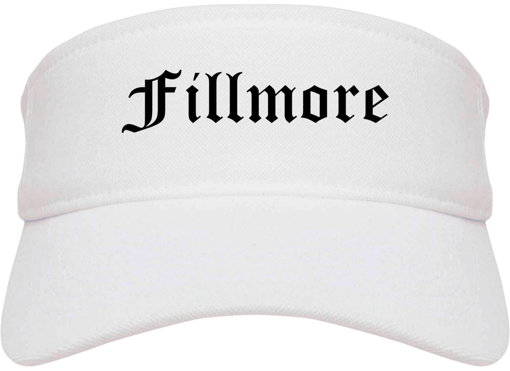Fillmore California CA Old English Mens Visor Cap Hat White