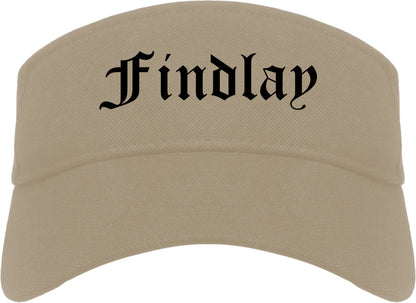 Findlay Ohio OH Old English Mens Visor Cap Hat Khaki