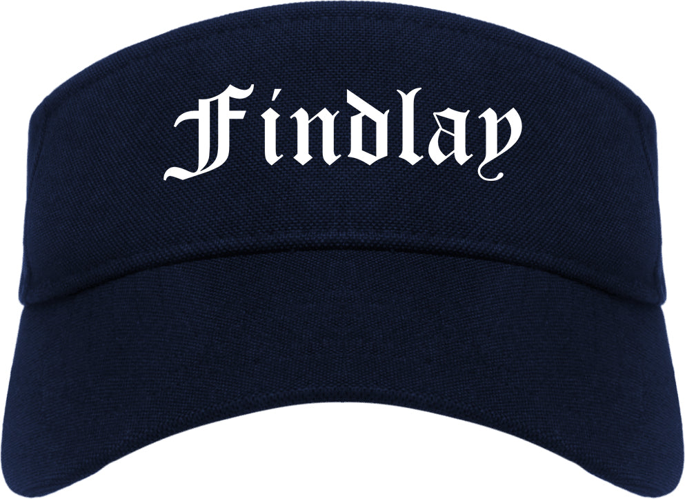 Findlay Ohio OH Old English Mens Visor Cap Hat Navy Blue