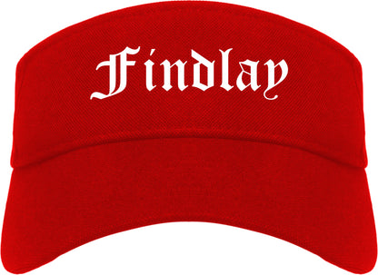 Findlay Ohio OH Old English Mens Visor Cap Hat Red