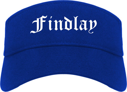 Findlay Ohio OH Old English Mens Visor Cap Hat Royal Blue