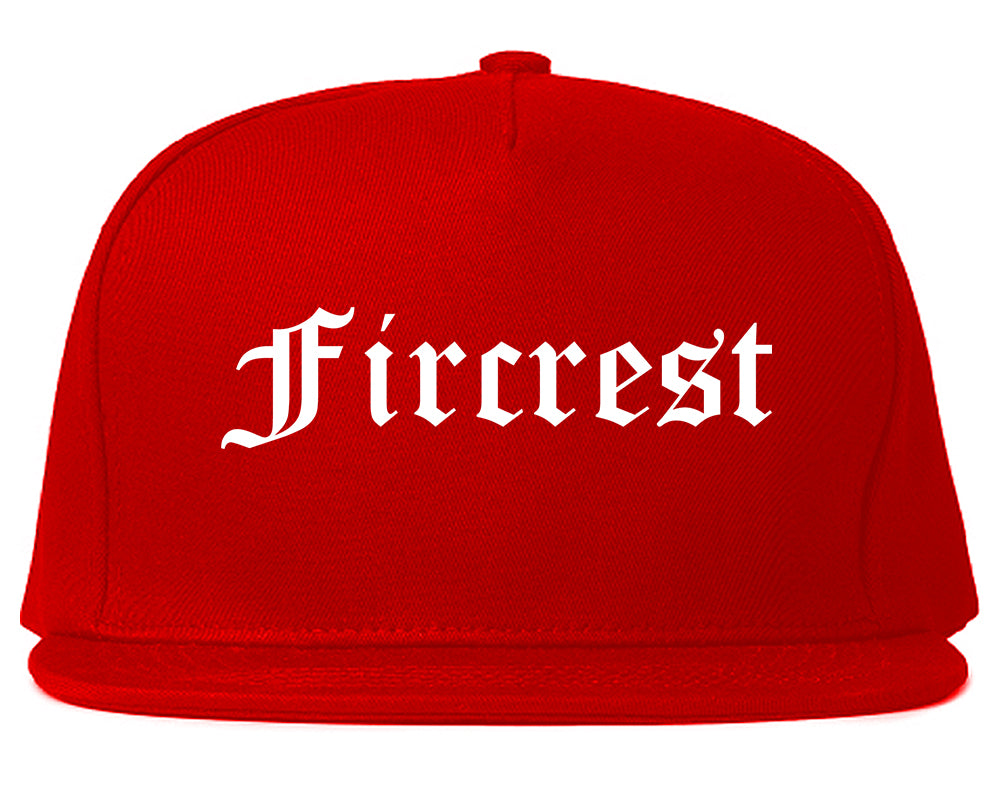 Fircrest Washington WA Old English Mens Snapback Hat Red