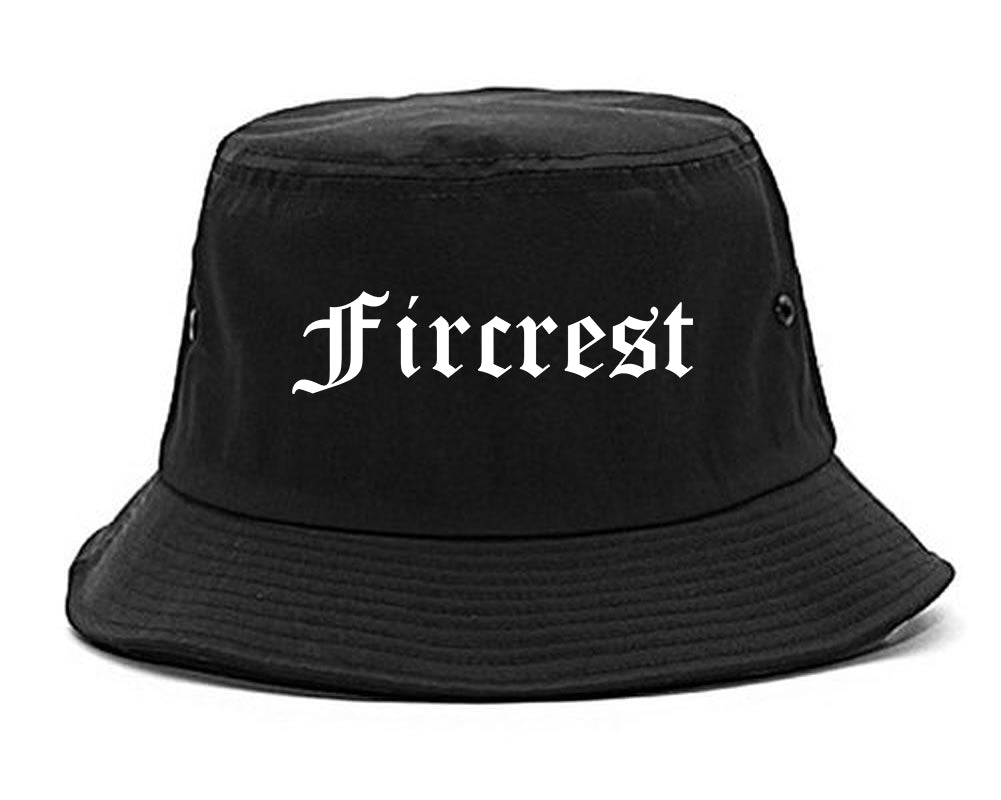 Fircrest Washington WA Old English Mens Bucket Hat Black