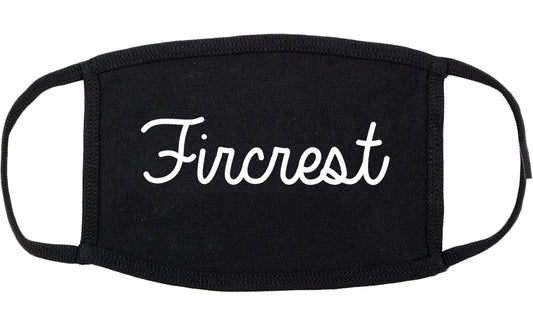 Fircrest Washington WA Script Cotton Face Mask Black