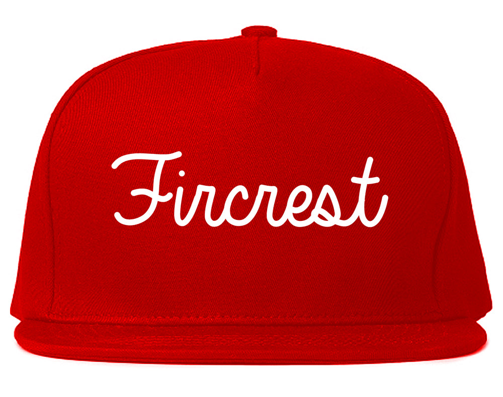Fircrest Washington WA Script Mens Snapback Hat Red