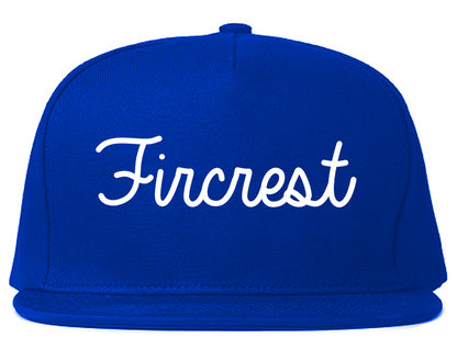 Fircrest Washington WA Script Mens Snapback Hat Royal Blue