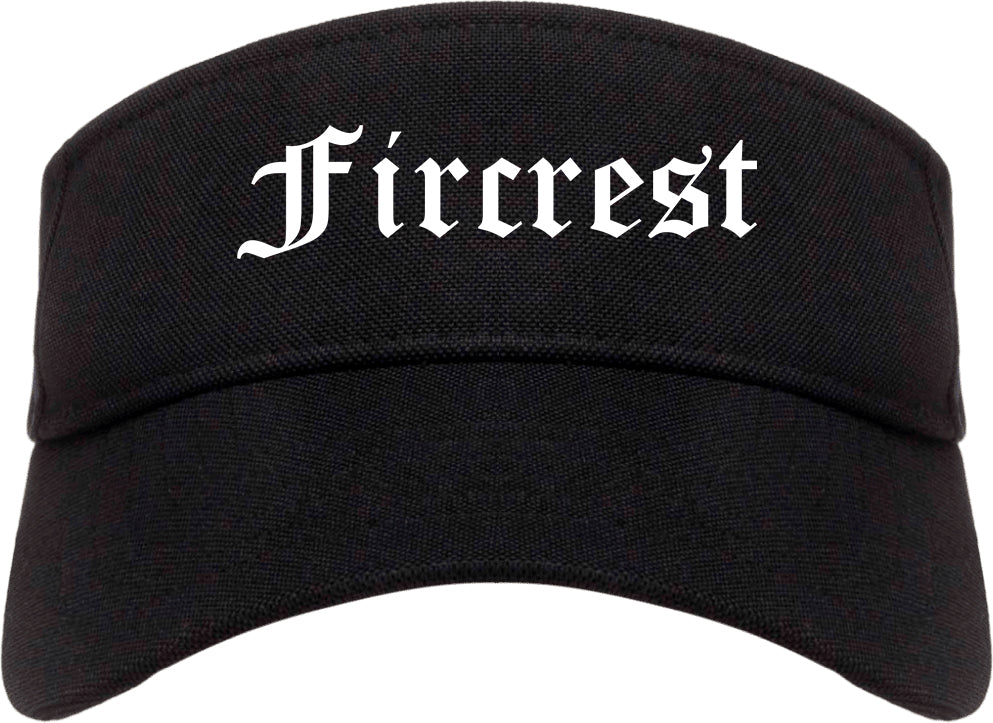Fircrest Washington WA Old English Mens Visor Cap Hat Black