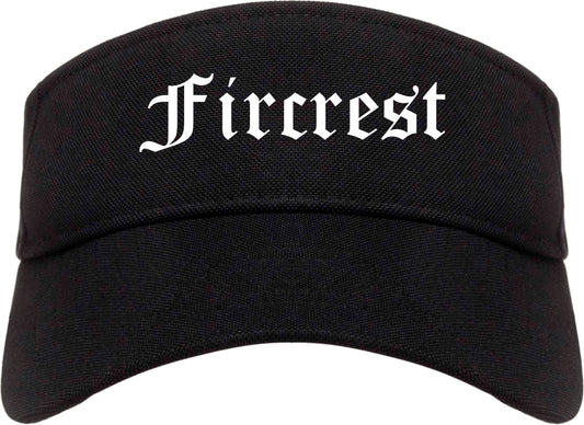 Fircrest Washington WA Old English Mens Visor Cap Hat Black