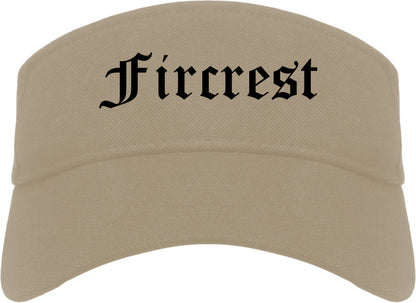 Fircrest Washington WA Old English Mens Visor Cap Hat Khaki