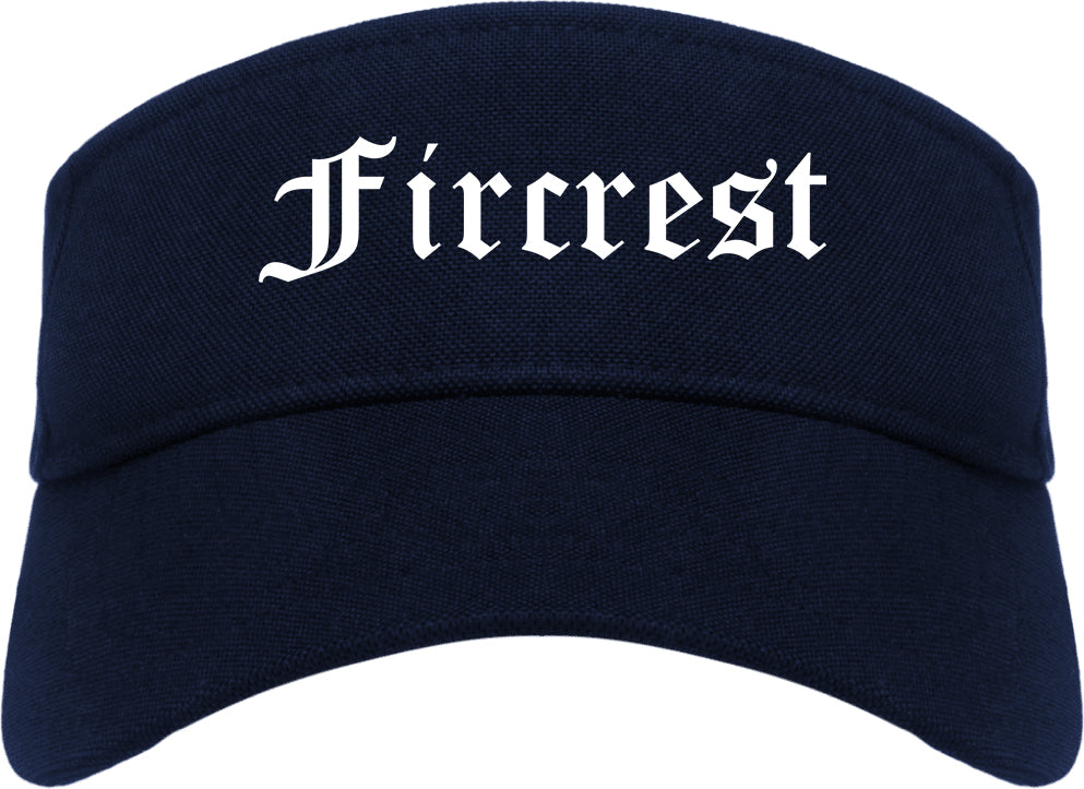 Fircrest Washington WA Old English Mens Visor Cap Hat Navy Blue