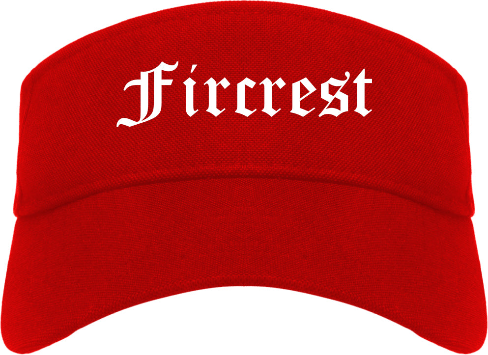 Fircrest Washington WA Old English Mens Visor Cap Hat Red