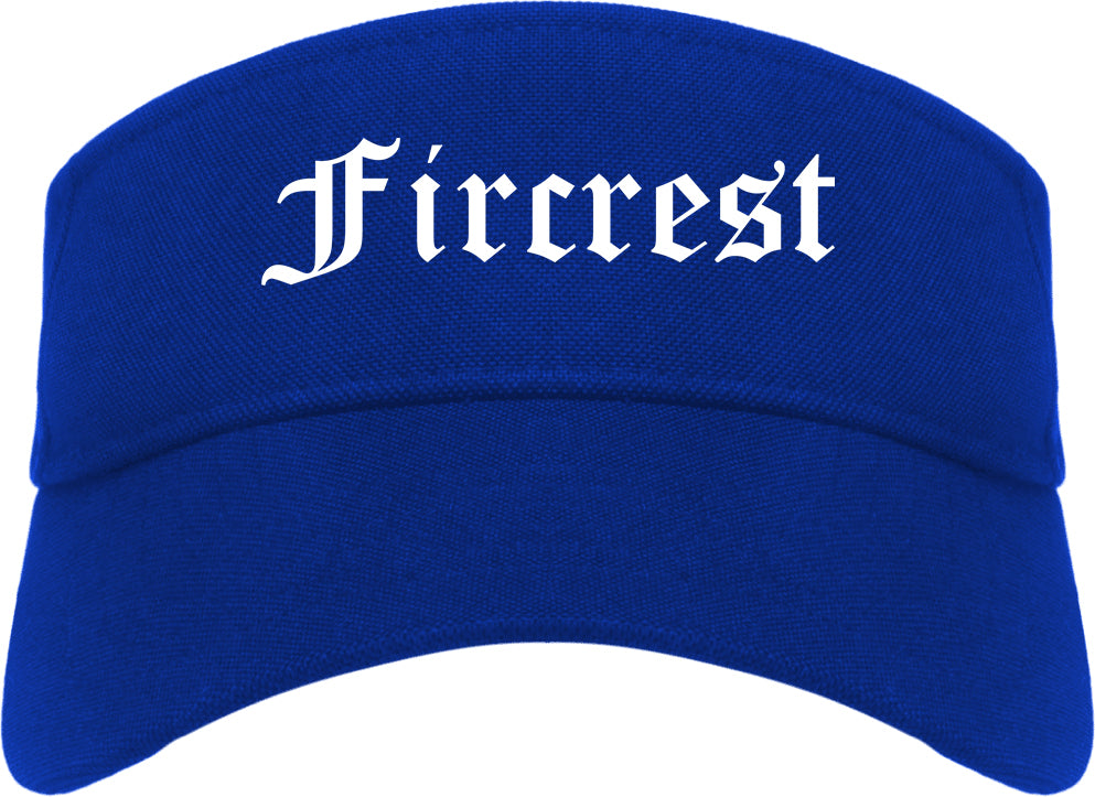 Fircrest Washington WA Old English Mens Visor Cap Hat Royal Blue