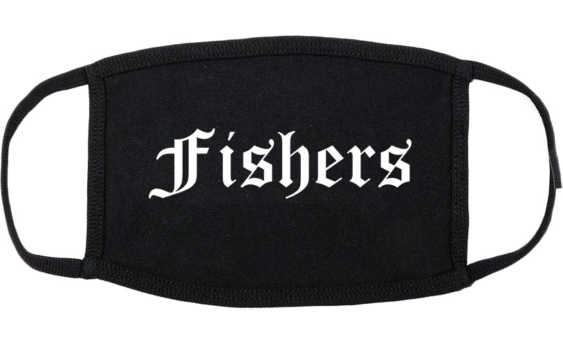 Fishers Indiana IN Old English Cotton Face Mask Black