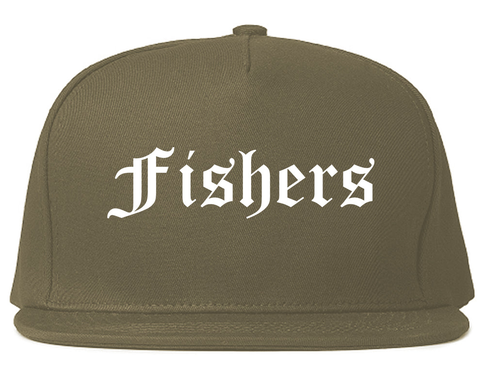 Fishers Indiana IN Old English Mens Snapback Hat Grey
