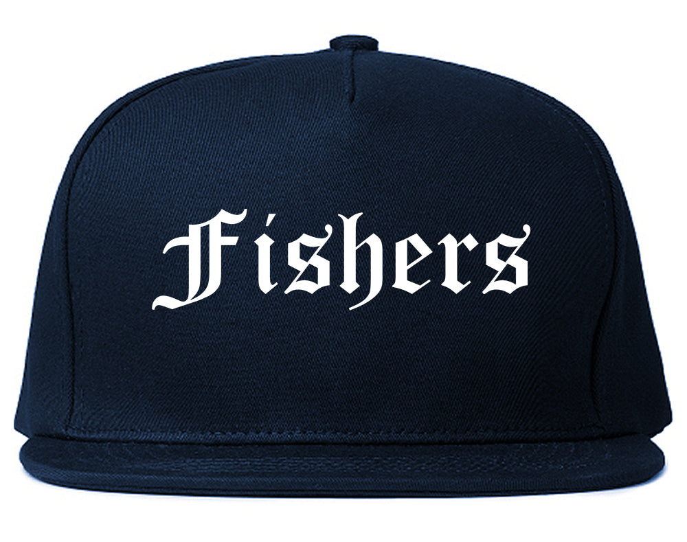 Fishers Indiana IN Old English Mens Snapback Hat Navy Blue