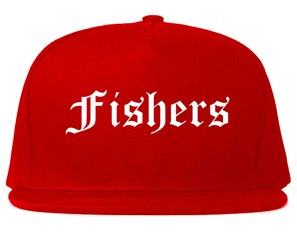Fishers Indiana IN Old English Mens Snapback Hat Red