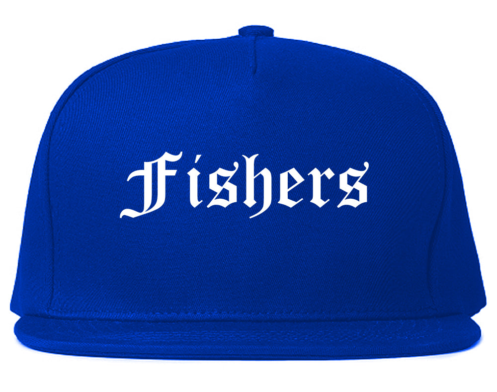 Fishers Indiana IN Old English Mens Snapback Hat Royal Blue