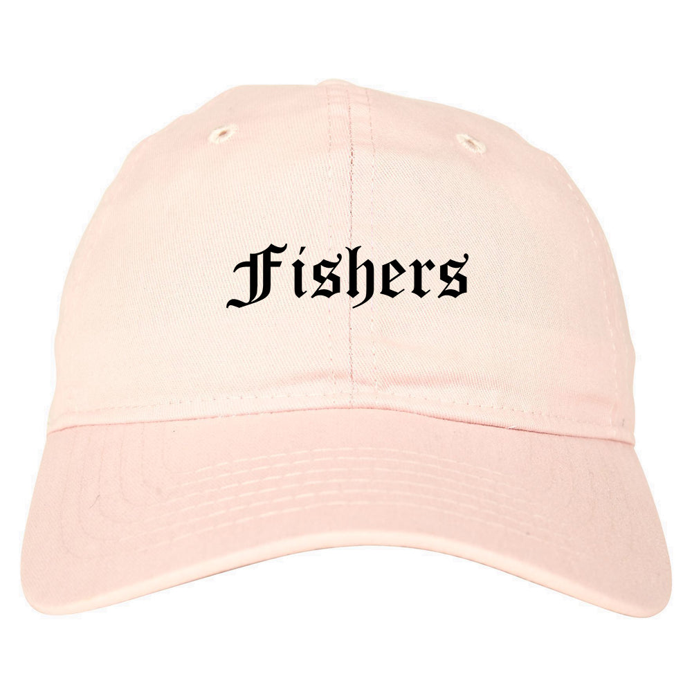 Fishers Indiana IN Old English Mens Dad Hat Baseball Cap Pink