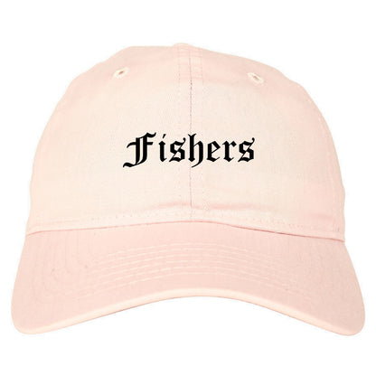 Fishers Indiana IN Old English Mens Dad Hat Baseball Cap Pink