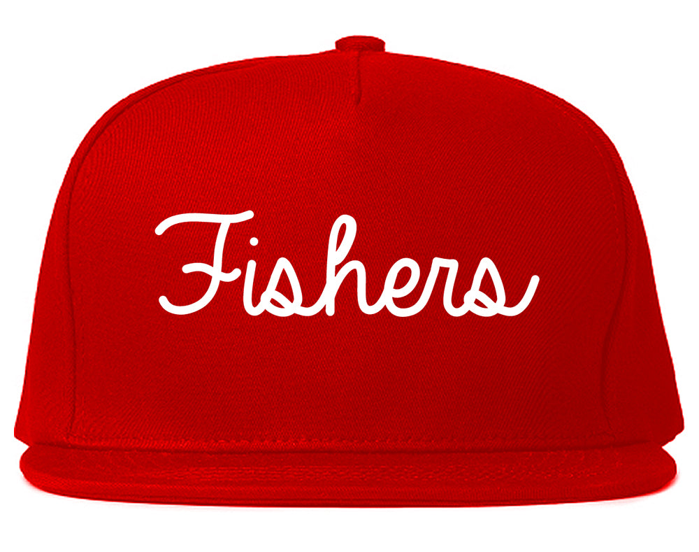Fishers Indiana IN Script Mens Snapback Hat Red