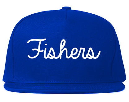 Fishers Indiana IN Script Mens Snapback Hat Royal Blue