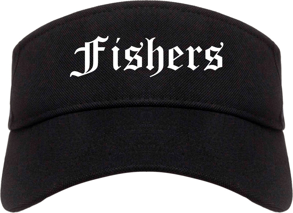 Fishers Indiana IN Old English Mens Visor Cap Hat Black